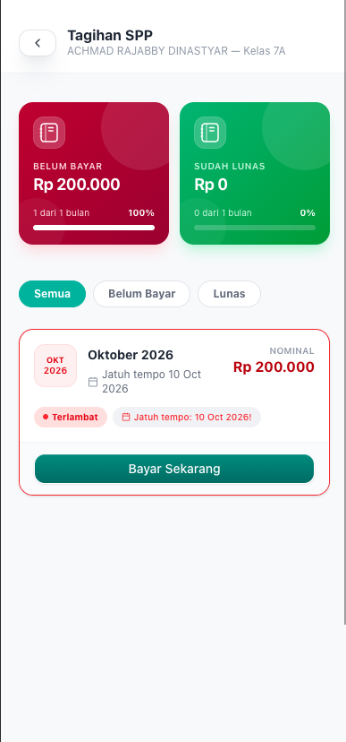 Tangkapan layar Tagihan SPP