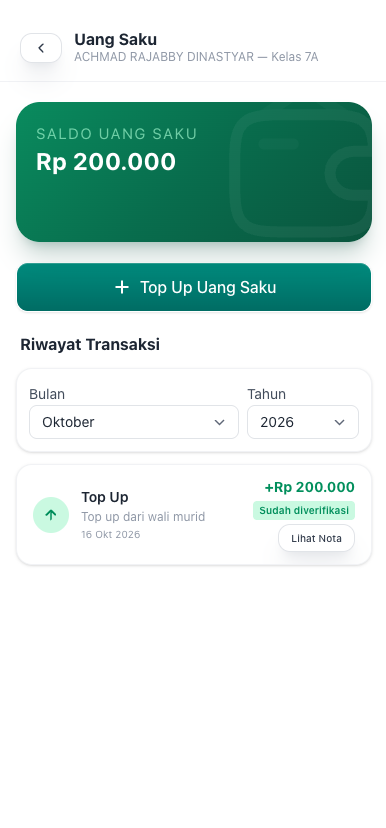 Tangkapan layar Uang Saku Santri